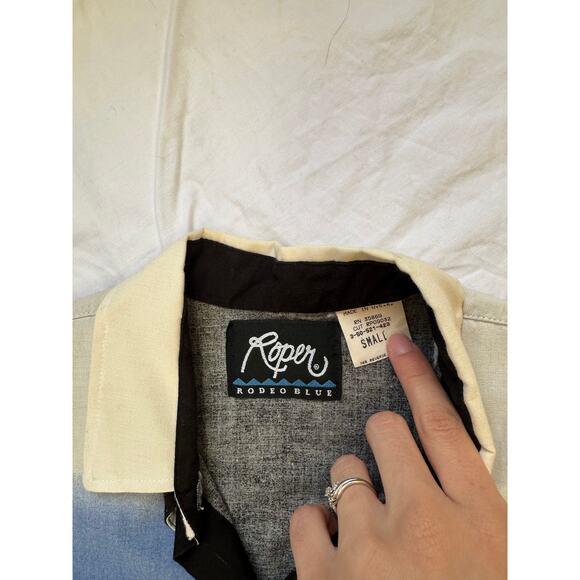 Rare Vintage Roper Rodeo Blue Sunset Bird Black Button Down Women’s Shirt - Picture 3 of 5